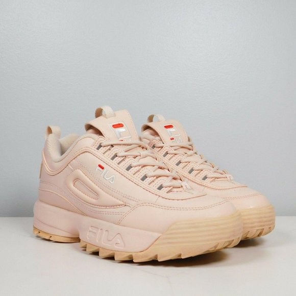 white and pink fila shoes